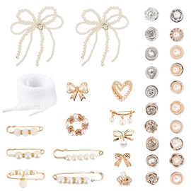 FIDWALL 36PCS DIY Shoe and Sock Charms Kit for Women Girls, Pearl Bows Lace Brooches Pins for Sneakers and Leg Warmers, Aesthetic Shoe Lace Decorations, Cute Accessories for Outfits and Daily Styling.