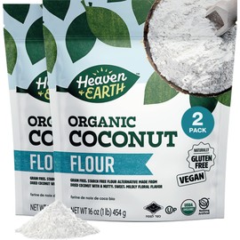 Heaven & Earth Organic Coconut Flour, 16oz (2 Pack) | Gluten Free & Grain Free Flour | Keto Flour for Baking | Paleo Friendly | Low Carb Flour | Vegan