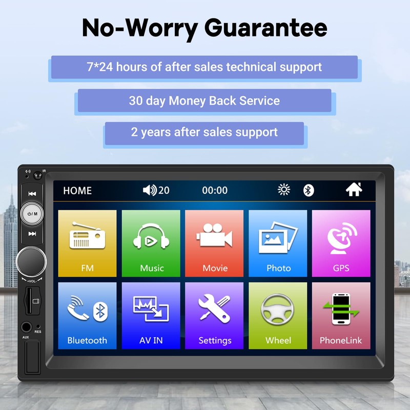 Double Din Car Stereo with Reverse Camera 7 inch Touch