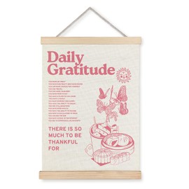 LUVADIAN Retro Poster for Room Aesthetic, Inspirational Daily Gratitude Poster Hanger Frame, Retro Wall Decor for Bedroom Living Room, Vintage Green Aesthetic Wall Decor Posters, 12x16 Inches Pink