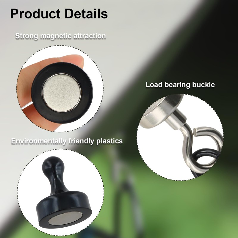 Joyan 4 Pcs Magnetic Hooks, Extra Strong Magnetic Hooks Black,