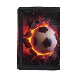 Coldinair Boys Wallet for Kids Ages 9-14,Fire Soccer Trifold Purse Handbag Toddler/Youth Kids Wallets Coin Pocket Bag Card Holders Nylon Novelty Wallet for Childrens