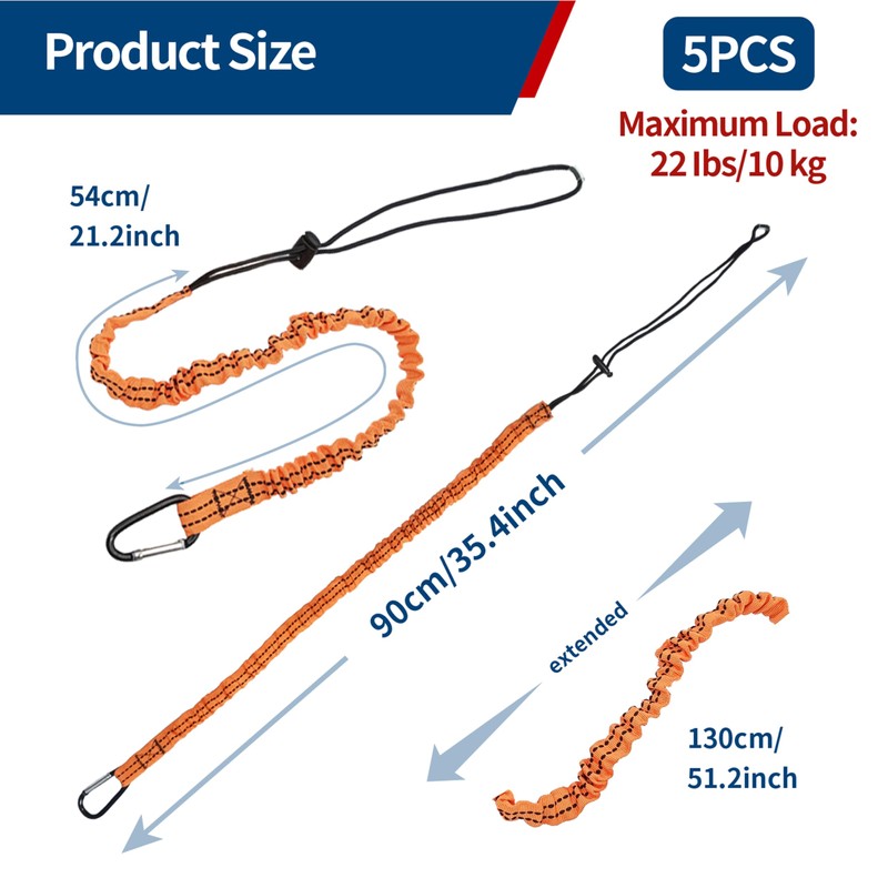 SOCROTO 3 Foot Tool Lanyard 5PCS Tool Tether Safety Tool