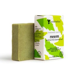 Extraherbos Jabón Artesanal de Neem y Árbol del Té 100g - Limpiador Facial y Corporal Anti-acné | Control de Grasa, Exfoliante Orgánico para Piel Grasa y Manchas