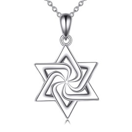 VONALA Jewish Star Necklace Star of David Necklace S925 Sterling Silver Jewish Jewelry for Men Women Girls Boys