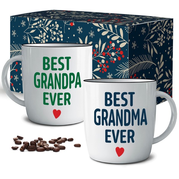 Triple Gifffted Grandparents Gifts from Grandkids - Best Ever Grandma and Grandpa Coffee Mugs, Gift Idea on Christmas from Grandson, Granddaughter, Grandchildren, Grandad, Mothers and Father's Day