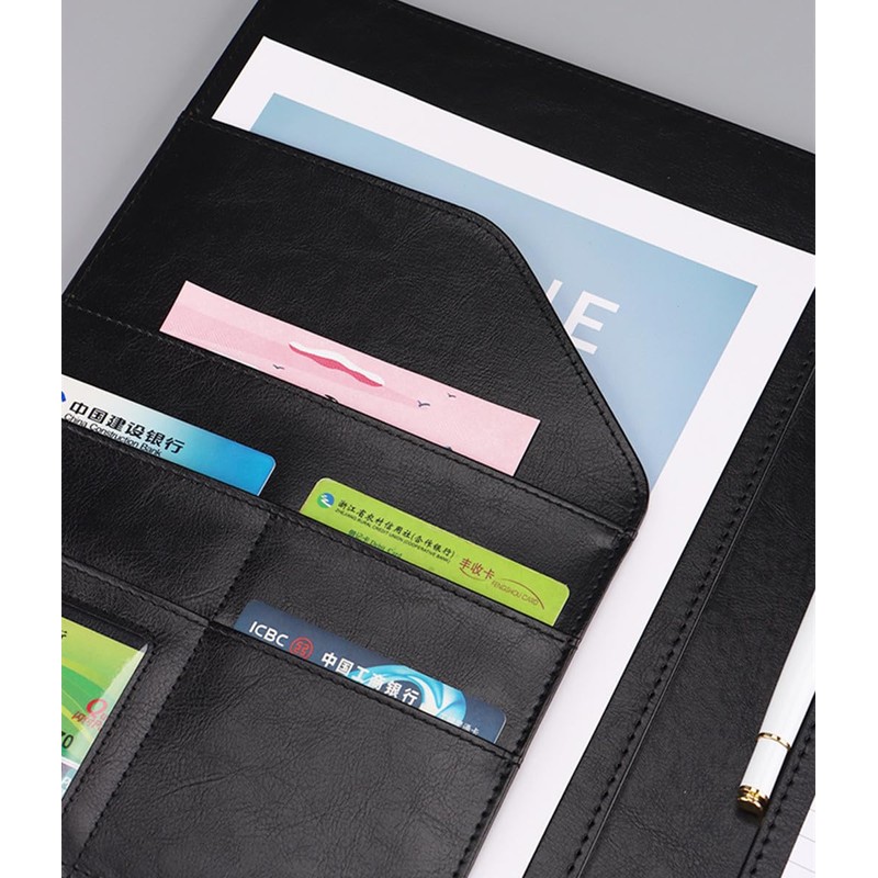 A4 Clipboard Folder, PU Leather Magnetic Conference Folder with Cover