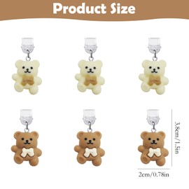 CYUXING 6Pcs Bear Charms for Kindle Dust Plug Charm Accessories Compatible with Type C/USB C Charging Port Zinc Alloy Protector Gift for Book Lover Reader Men Women