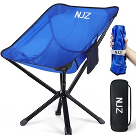 NJZ Portable Camping Chair, Ultralight Backpacking Chair with Storage Bag, Compact Camping Chair for Outdoor Adventures, Hiking, Picnic, Fishing, Beach, Quick Setup, Supports 200 LBS - Blue