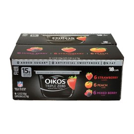 OIKOS Triple Zero Variety Yogurt, 5.3 oz., 18/Pack (01955)