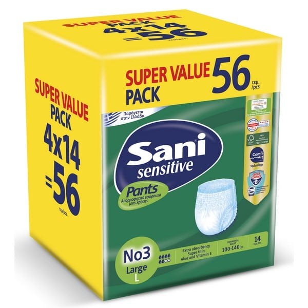 Sani Sensitive Pants Large No3 Adults Monthly Pack (4x14) 56