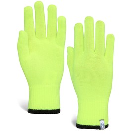 TrailHeads Light Knit Gloves | Winter Glove Liners | Base Layer Gloves for Women and Men - hi vis/black (medium/large)