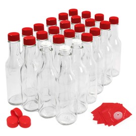 Hot Sauce Bottles with Red Caps & Shrink Bands, 5 Oz - Case of 24