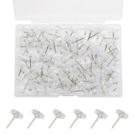 SDKZBFC Pack of 100 transparent pins, office transparent plastic drawing pins, cute drawing pins, bulletin drawing pins for cork board, flat top, photo wall drawing pins