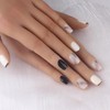 Handmade Nail Tip, Short, Cute, Short, Square, Black and White,