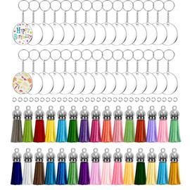 XLLHYLBD Acrylic Blank Keychains Key Chain Kit for Vinyl Chain Making Kit,30pcs Circle, Tassels for Keychain Making, Key Rings, Jump Rings,DIY Keychain Supplies