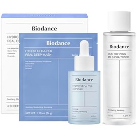 BIODANCE Newbornskin Trio: Skin Refining Mild PHA Toner & Hydro Cera-nol Ampoule & Hydro Cera-nol Real Deep Mask