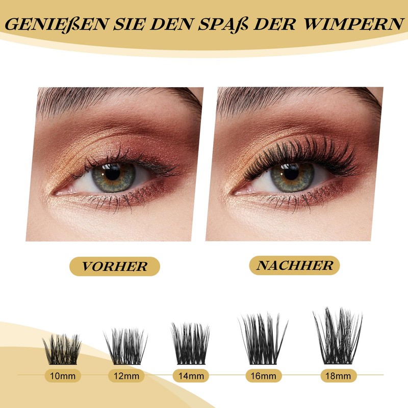 Cluster Eyelashes, QUEWEL Individual Eyelashes, 480 Pieces, DIY Eyelash Extensions,