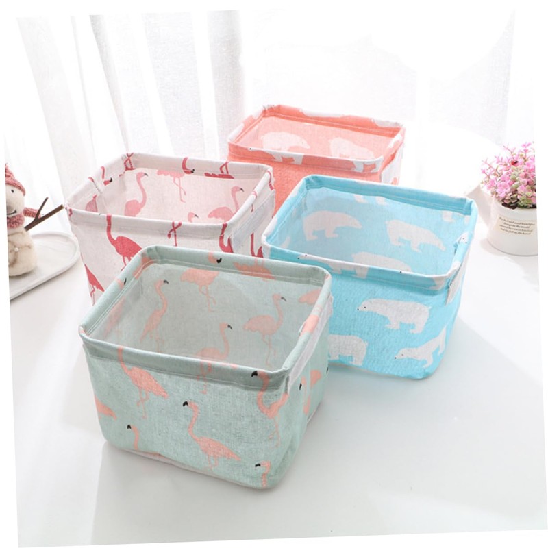 LABRIMP Flamingo Fabric Storage Bins with Handles Foldable Organizer for