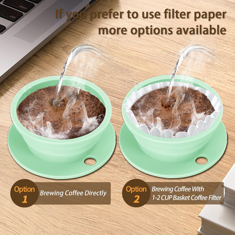 VVGCS Collapsible Travel Pour Over Coffee Maker Camping, Paperless Silicone
