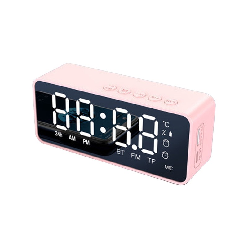 Digital Alarm Clock with BT Speaker, Mirror LED Display Clock