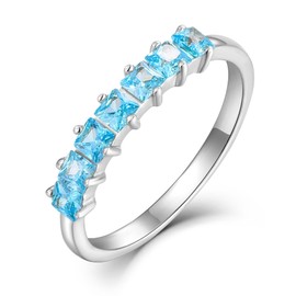 starchenie Women's Eternity Rings 925 Sterling Silver Birthstone 5A Cubic Zirconia Anniversary Engagement Ring