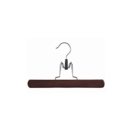 Only Hangers 9" Walnut & Chrome Clamp Style Pant/Skirt Hanger 10PK