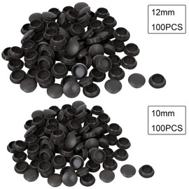 Pack of 200 Cover Caps for Screws Furniture Hole Cover Plastic Screw Caps Furniture Cover Caps Black Blind Plugs Cover Caps Furniture Cover Caps Black for Furniture (12 mm, 10 mm)