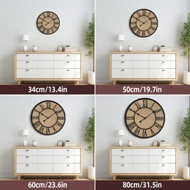 Mee 2ou Large Wall Clock for Living Room Decor, Non Ticking Silent, Battery Operated Modern Vintage Wood Wall Clock Oversized Decorative Wall Clock for Bedroom Kitchen Farmhouse Office Decor
