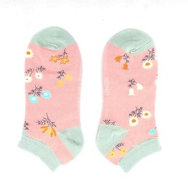 MISS SPARROW Dainty Flower Trainer Socks Breathable Soft Bamboo Blend (Dusky Pink)