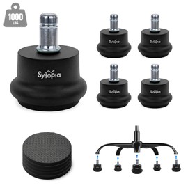 Sytopia Office Chair Bell Glides Replacement, Fixed Feet Wheel Stopper for Swivel Chairs and Stools, 7/16" x 7/8" Stem, Separate Self-Adhesive Felt Pads, Non-Slip Base, Quiet & Easy Install, 5 Pack