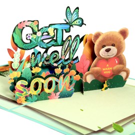 Get Well Cards with Envelope, Pop Up Get Well Soon Card Gifts for Women Men Kids After Surgery Sympathy Card