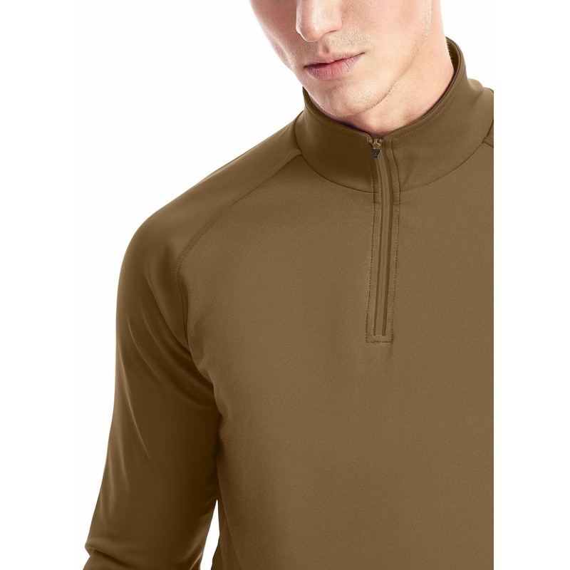 Quarter Zip Men Lightweight(Coyote Brown,M)