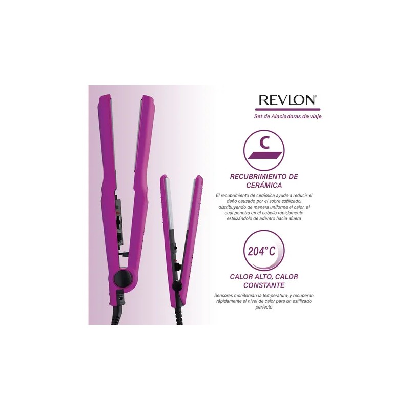 Alaciadora De Cerámica Revlon Set 2 Piezas Mod. Rvst2029la1