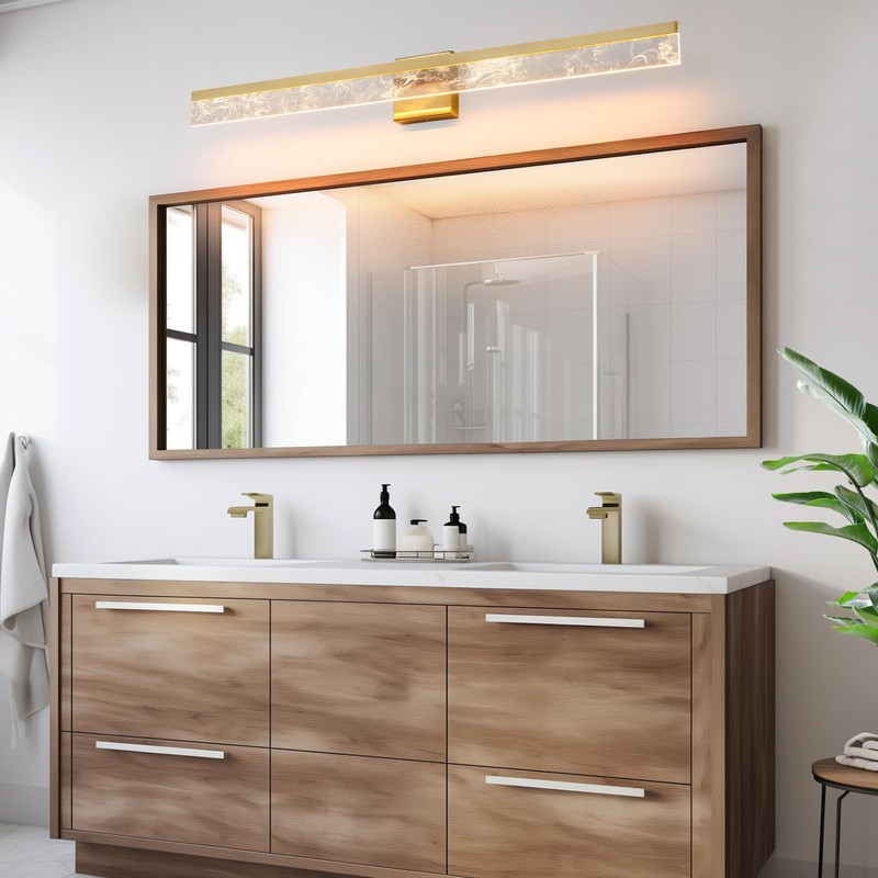 AIJIASI 39-Inch Brushed Gold Vanity Light Fixture, 28W Dimmable LED
