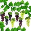 Woohome Artificial Grapes Set, 9 Pack Simulation Grapes Decorative Grapes Hanging Ornaments and 1 Pack Grape Leaves for Wedding Party Home Decoration Photo Props, Style 1