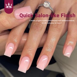 KQueenest Pretty Pink Gel Nail Tips Medium Short Square, Soft Gel Press on Nails Natural, Acrylic Fake Nails Short, Pre-colored Gel x Nail Tips For Girls Women DIY Home Salon Nail Art 300 Pcs, No Glue