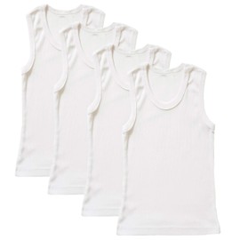 B-One Kids Boys' Cotton Tank Top Undershirt (Multipack) (Size 5 (4-5 Years), Ribbed White (4-Pack))