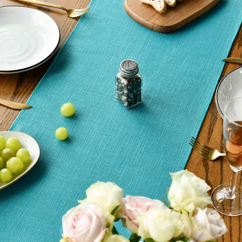 Artoid Mode Teal Boho Rural Rustic Farmhouse Tassel Table Runner,