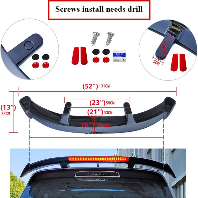 MUTUSAISI Universal Rear Window Roof Spoiler Drilling Installation Wing Compatible