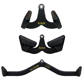 LAT Pull Down Bar for Cable Machine, LAT Pulldown Attachments T Bar V Bar Cable Attachment, Back Tricep Bar Strength Training Handle - Specification: 3Pcs Set