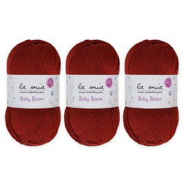 3 Skein La Mia Baby Boom, 100% Antipilling Acrylic Yarn for Knitting and Crochet, Each 100 g (3.5 oz) / 250 m (273 yards), Weight 3 : Light-Dk, Tile - 449