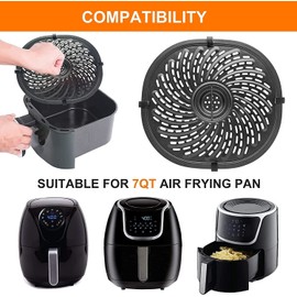 Upgraded Air Fryer Crisper Plate For PowerXL Gowise 7QT Air Fryers with Rubber Bumpers, Nonstick Coating Grill Pan Plate, Air Fryer Rack Replacement Parts Accessories, Dishwasher Safe