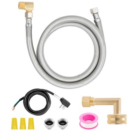 Roastove Universal Dishwasher Installation Kit,4 Ft Stainless Steel Dishwasher Hose,Burst Proof Water Supply Line with 3/8" Compression Connections
