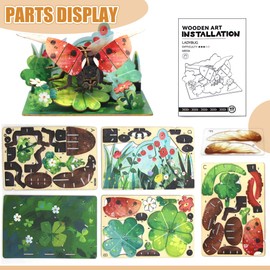 Leixonl 3D Wooden Puzzles for Kids,Ladybug Model Kits, DIY Puzzle Crafts,Gifts for Kids Adults Teens Boys Girls 8-12, Educational Building 49 Pcs Model Kit (Ladybug)