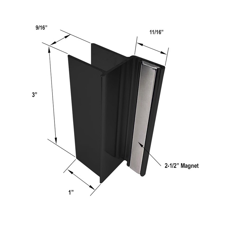 Gordon Glass® Matte Black 3" U-Channel with 2-1/2" Magnet for