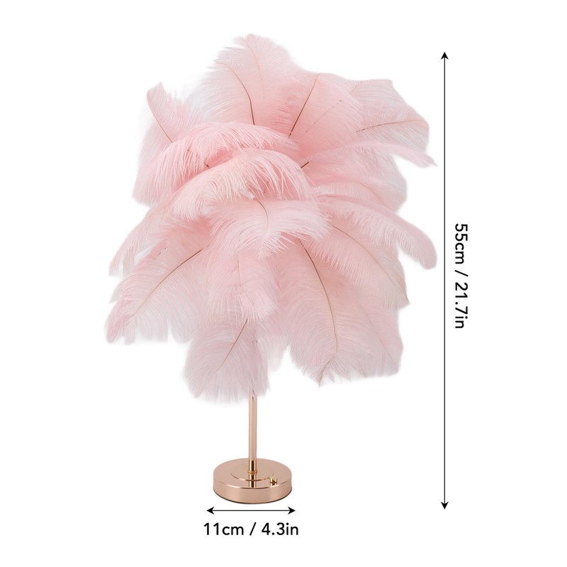 Decorative Table Lamp 30PCS Feathers USB Rechargeable Light Touch Control