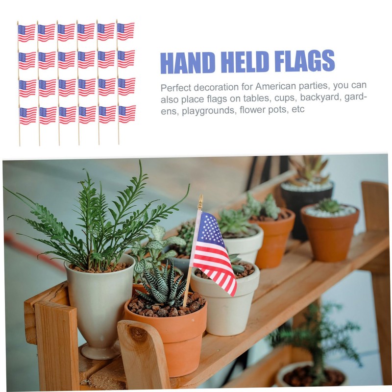 Kisangel 40pcs Small Usa Stick Flags Mini American Flags for