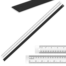 Trandraft 2 Pieces 36 Inch Metal Ruler Stainless Steel Metal Ruler with Rubber Backing Non-Slip Edge Rulers Yard Stick with Inch and Centimeters Drafting Office Prevent Ink Leakage Tools