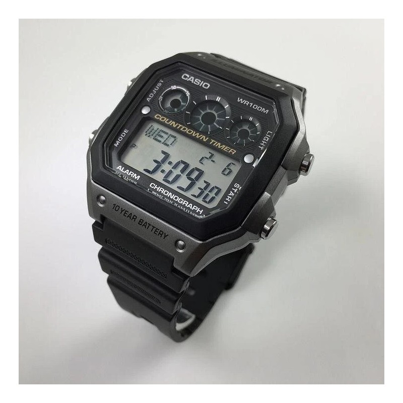Casio AE1300WH-8AV, 10 Year Battery Watch, 100M, Alarm, Illuminator, Countdown